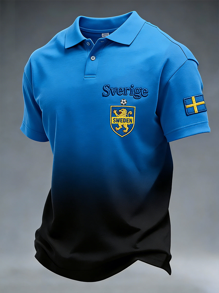Retro svensk konststilstryck avslappnad polotröja