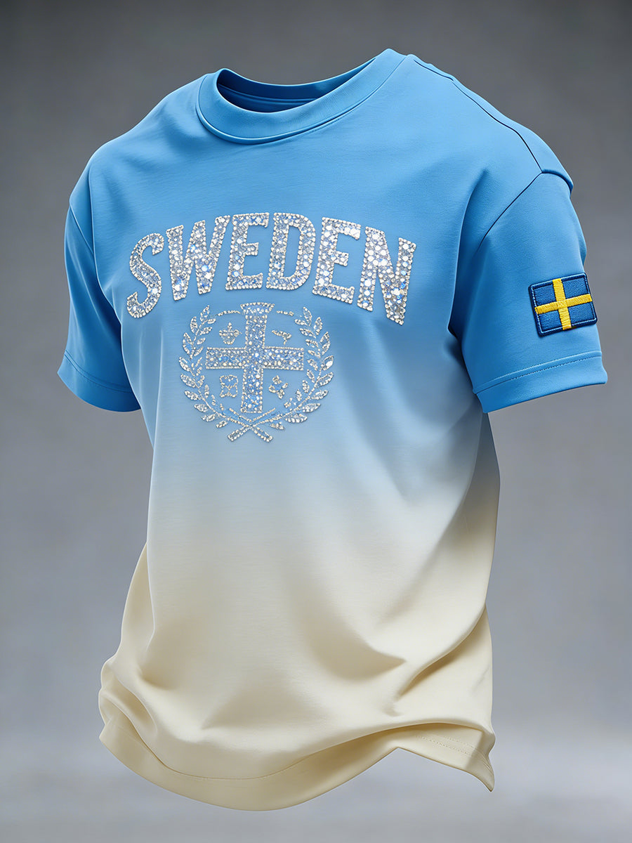 Retro svensk konststil tryckt ledig t-shirt