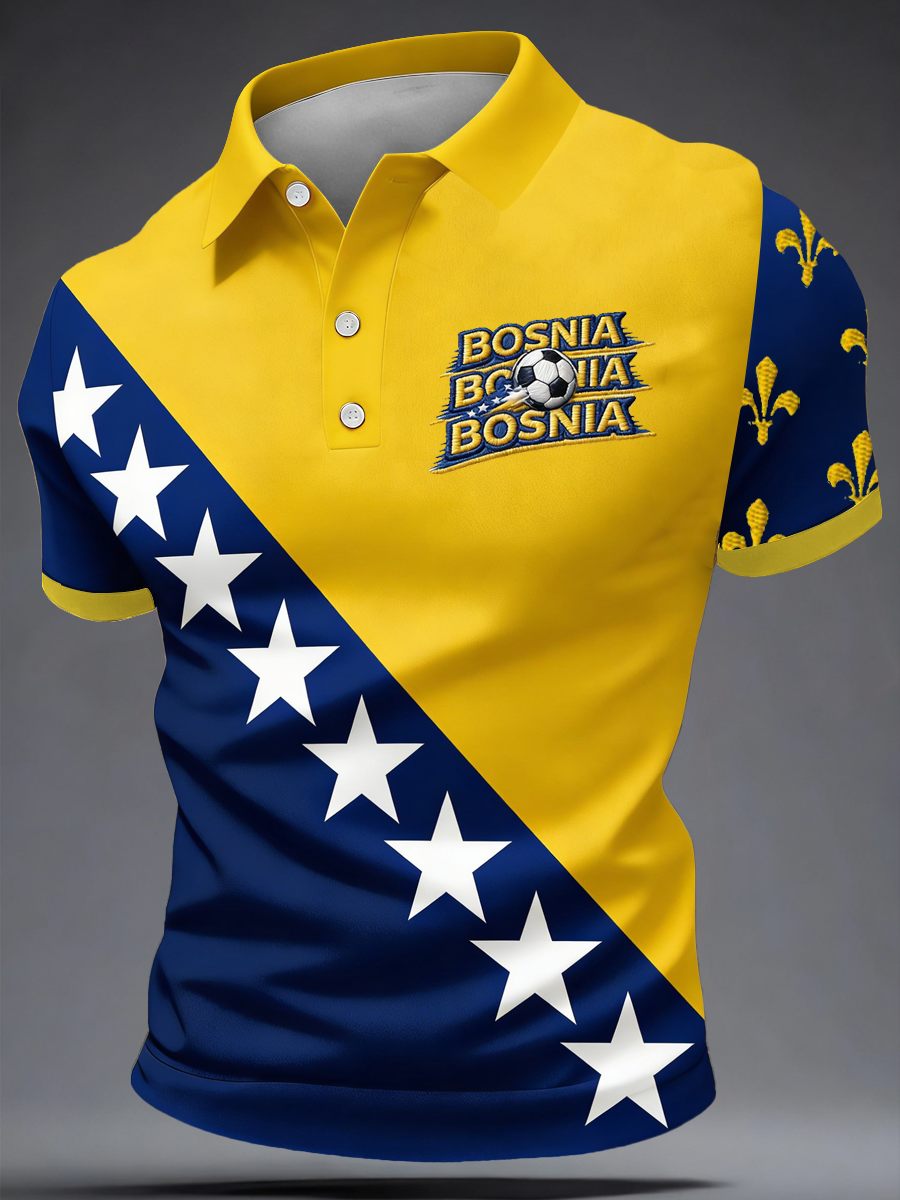 Herr Bosnien ZMAJEVI Fotbollsentusiast Printad polotröja