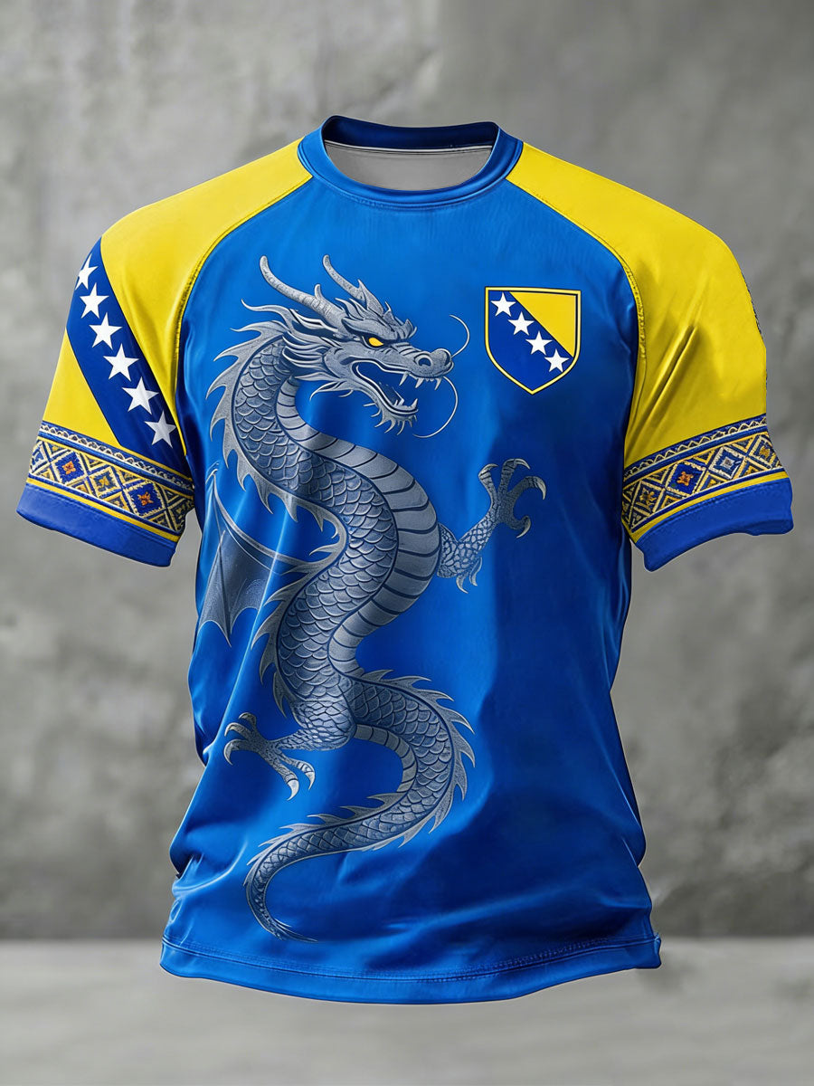 Herr Bosnien ZMAJEVI Fotbollsentusiast Tryckt kortärmad t-shirt