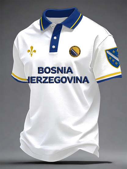 Herr Bosnien ZMAJEVI Fotbollsentusiast Printad polotröja