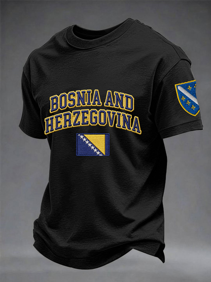 Herr T-shirt i bomullsimiterande material med korta ärmar och tryckt motiv: Bosnien ZMAJEVI – för fotbollsälskare