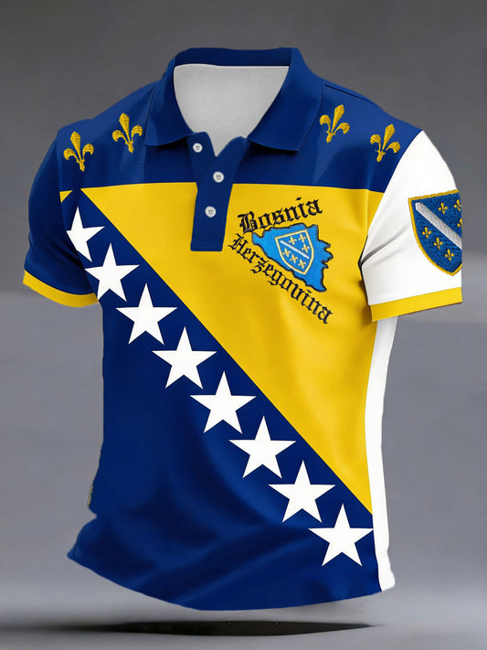 Herr Bosnien ZMAJEVI Fotbollsentusiast Printad polotröja