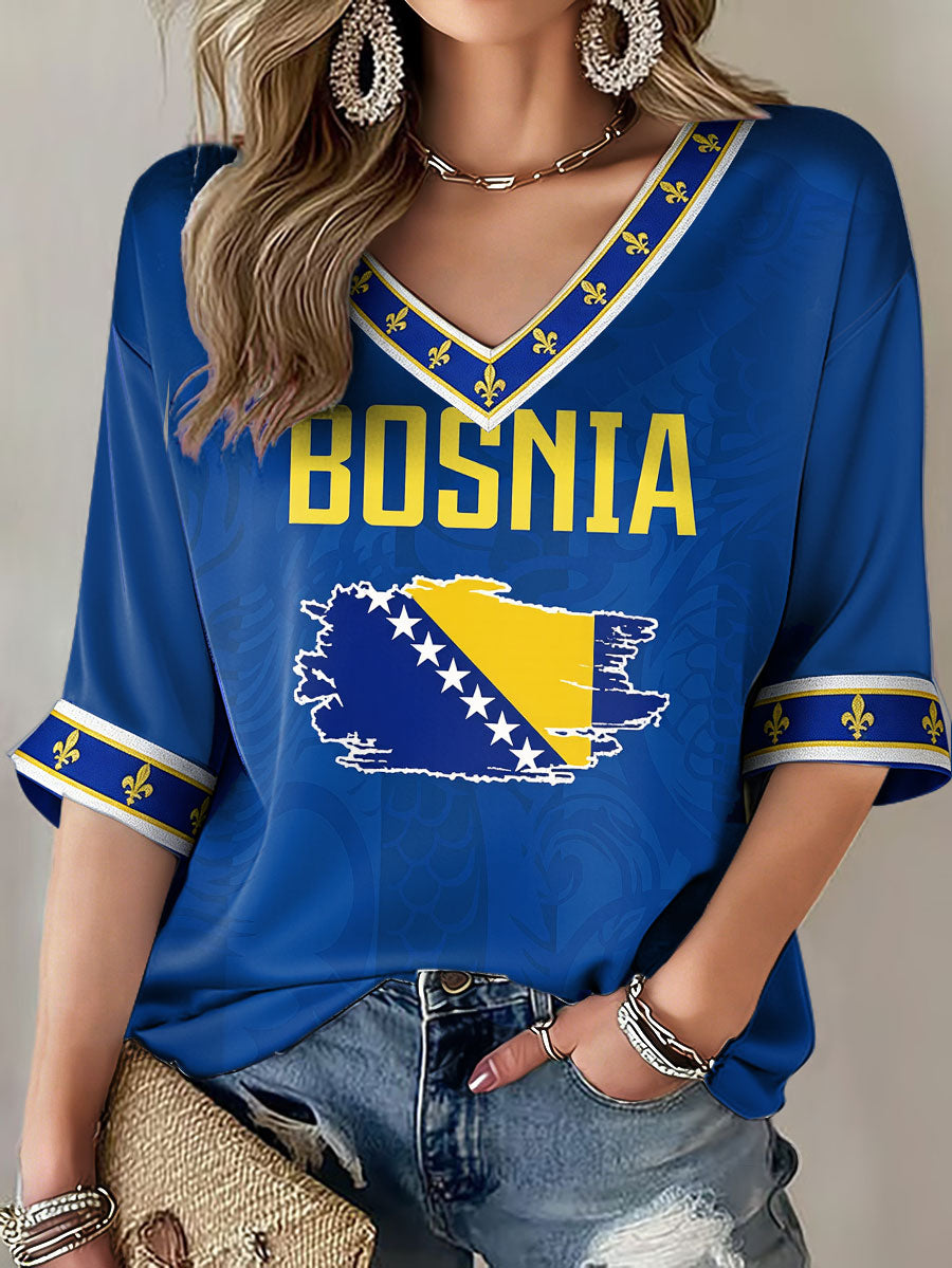 Damer Bosnien Fotboll Älskare ZMAJEVI Tryckt T-shirt