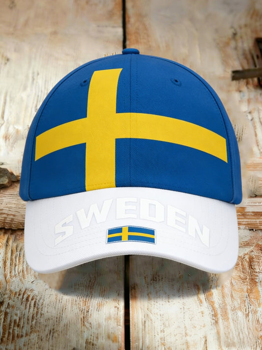 Retro viking-svensk flaggemblem avslappet vasket caps
