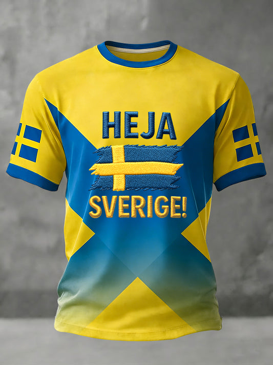 Retro Sverige 2026 Fotballminne-t-skjorte, uformell stil