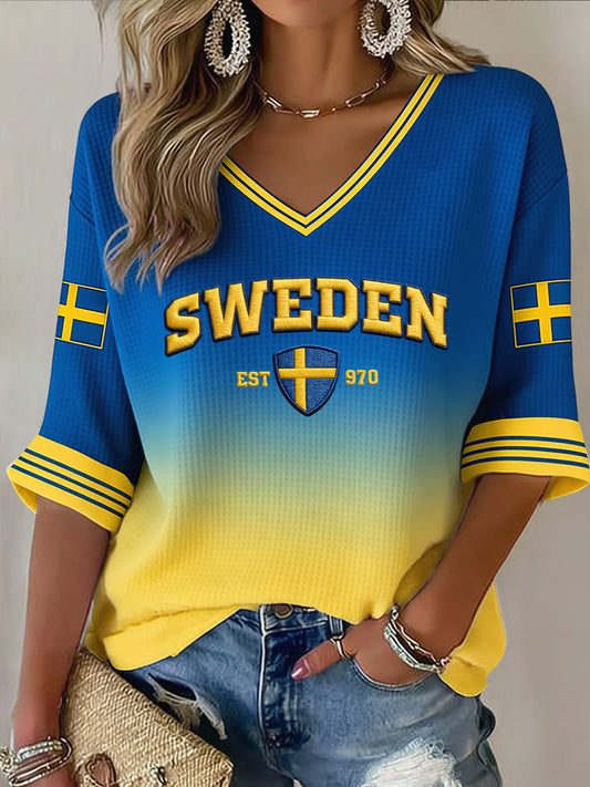 Damer Retro Sverige 2026 Fotball Fargeforandrende Vaffelvevd Topp