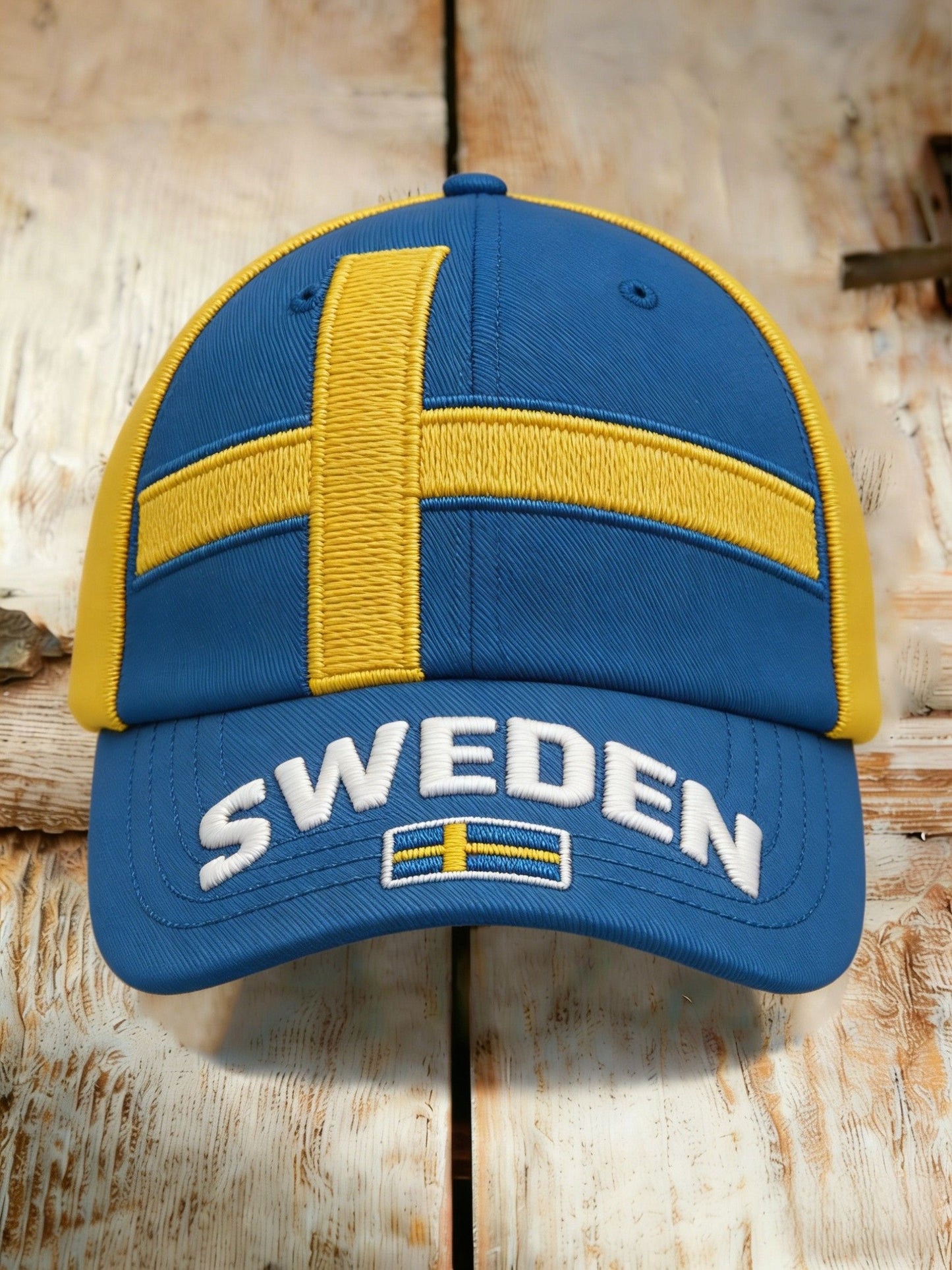 Retro viking svensk flaggmärke svensk fotboll tvättad keps