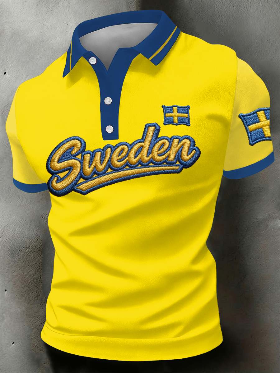 Mäns svensk fotbollskälskare Tryckt polo skjorta