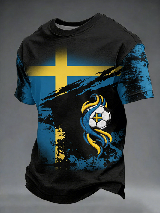 Herrepolo med trykt motiv for svenske fotballfans