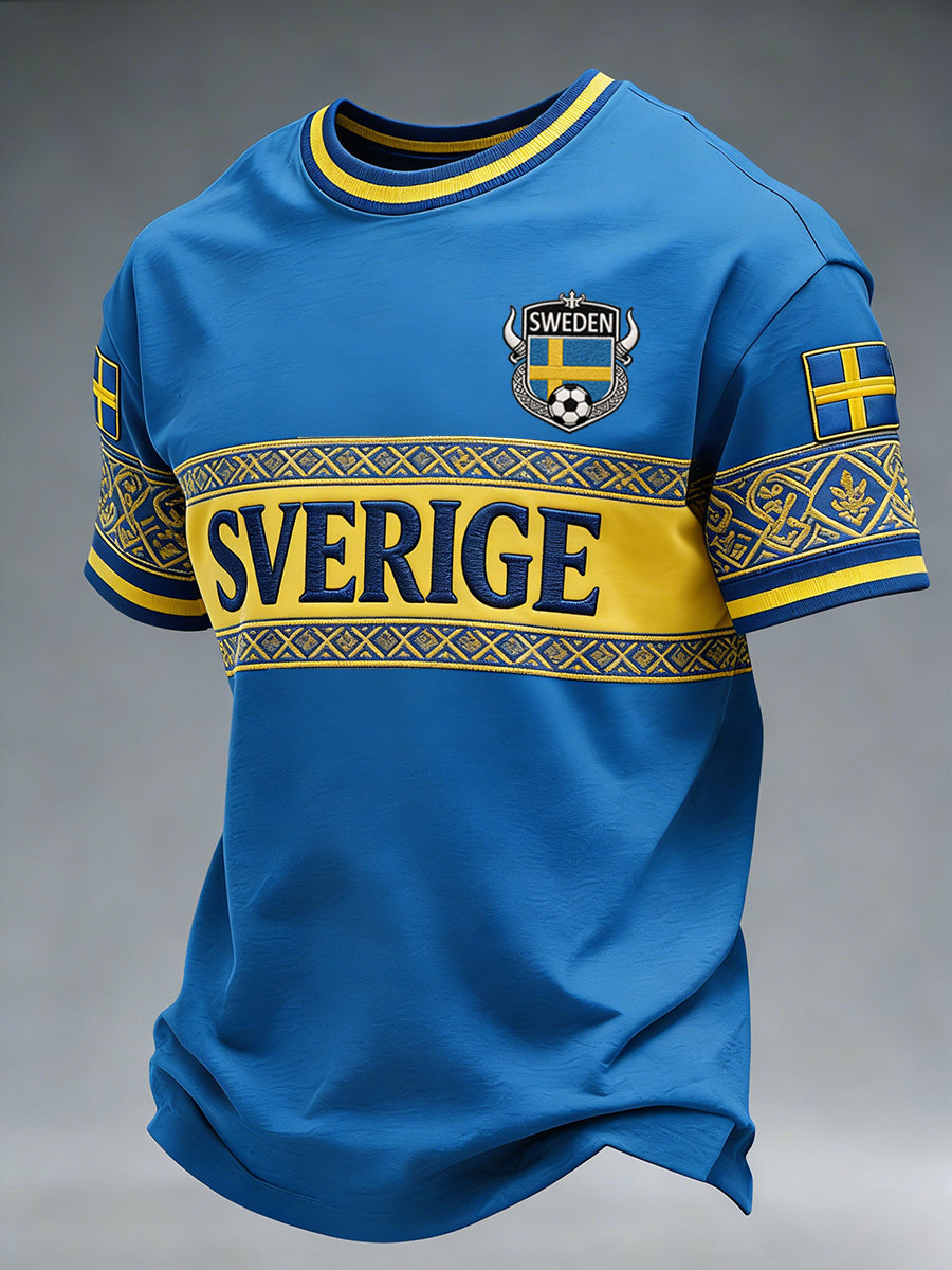 Herrtröja med etniskt broderimönster och tryck