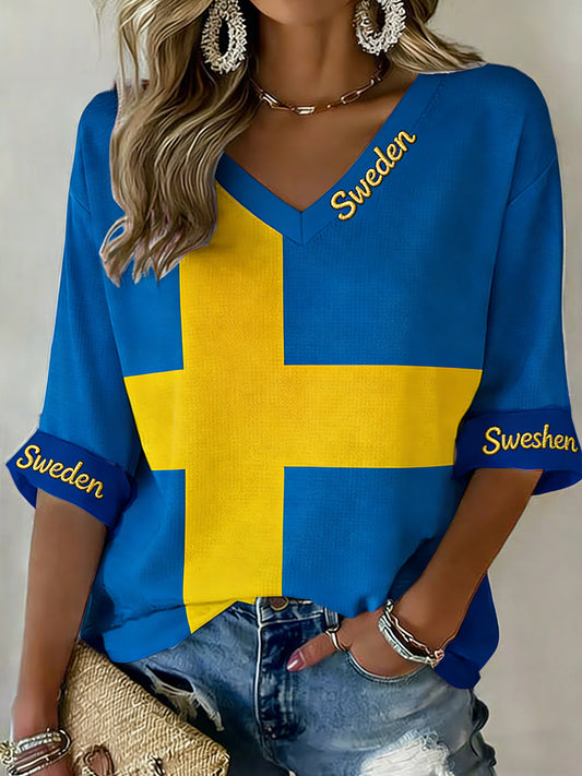 Retro svensk kunstinspirert trykt uformell topp