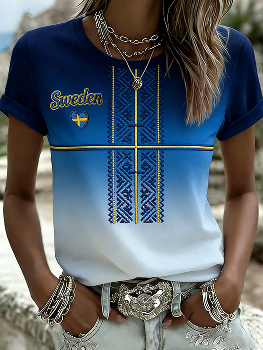 Retro svensk kunstinspirert trykt uformell topp