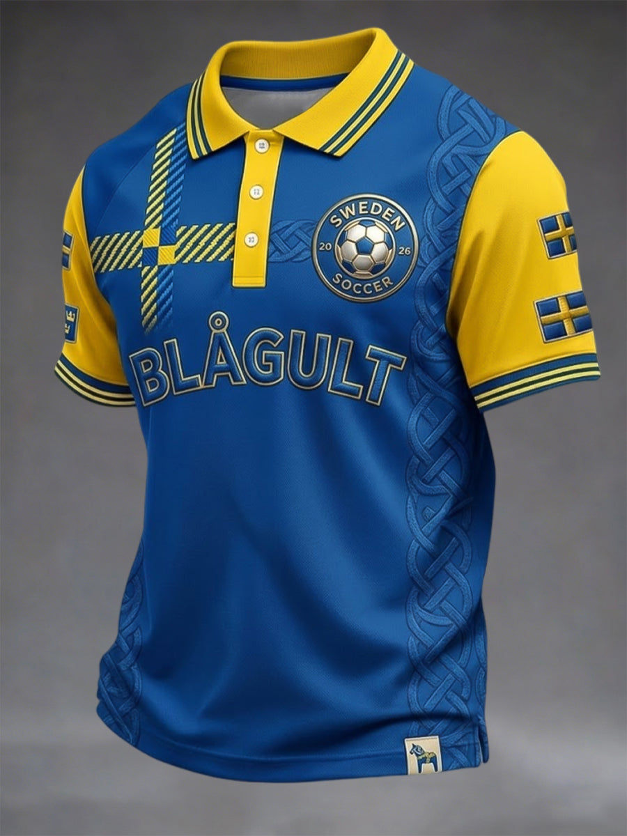 Retro Sverige 2026 Fotbollsminne Casual Polo tröja