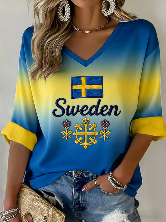 Retro svensk kunstinspirert trykt uformell topp