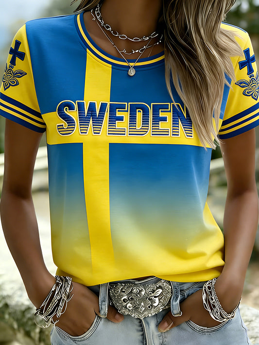 Retro svensk kunstinspirert trykt uformell topp