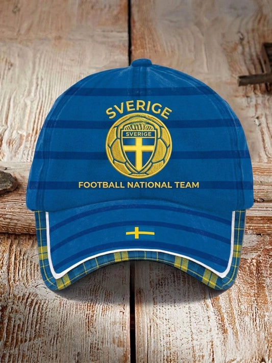 Retro viking svensk fotballflagg emblem uformell vasket hatt