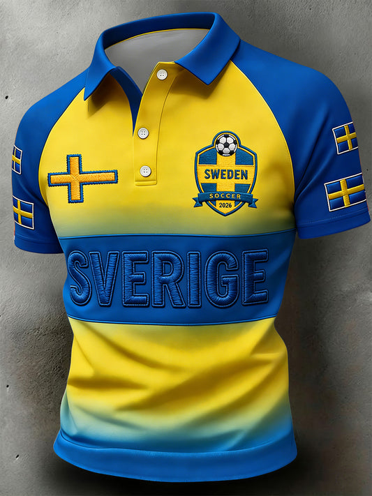 Retro Sverige 2026 Fotballkamp minnested polo-trøye