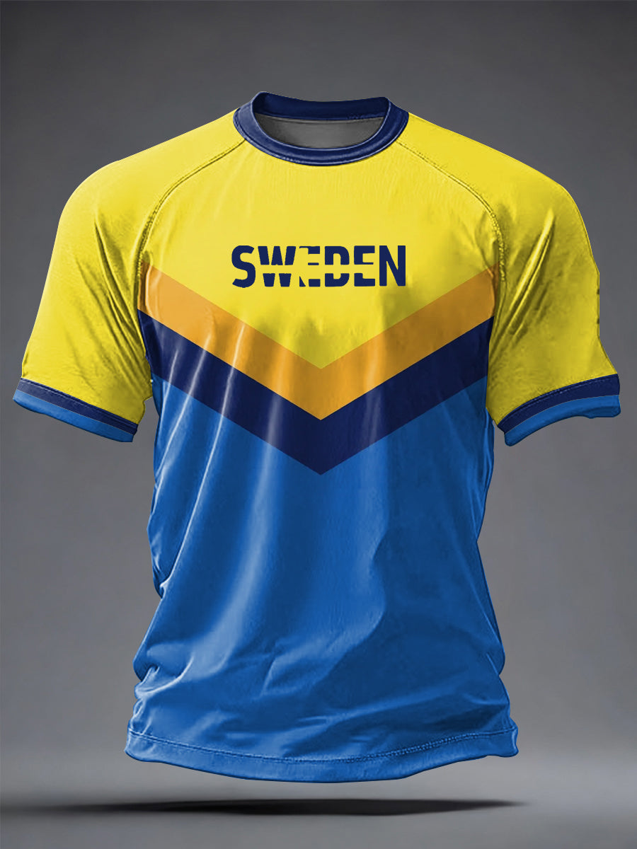 Mäns svenska Fotboll Tryck Casual korta ärmar t-shirt