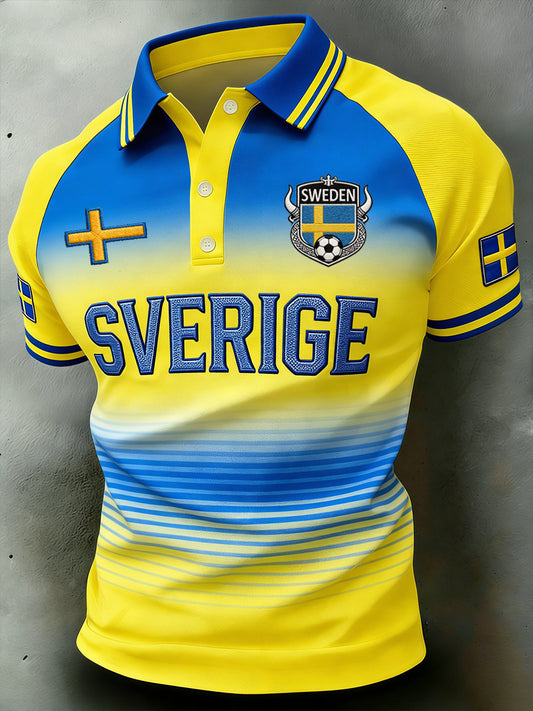 Herrepologenser med fotballtema, fargeblokkdesign og raglanermer