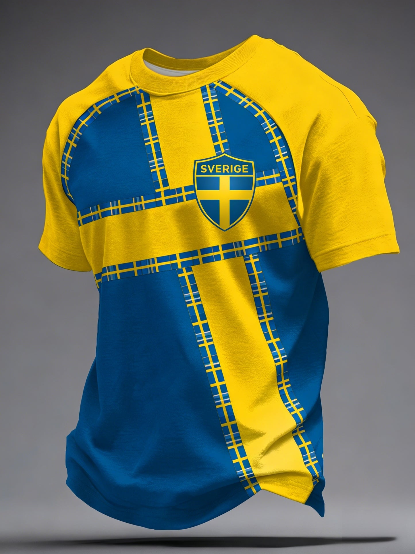 Retro viking svensk fotbollsflagga emblem ledig t-shirt med korta ärmarna