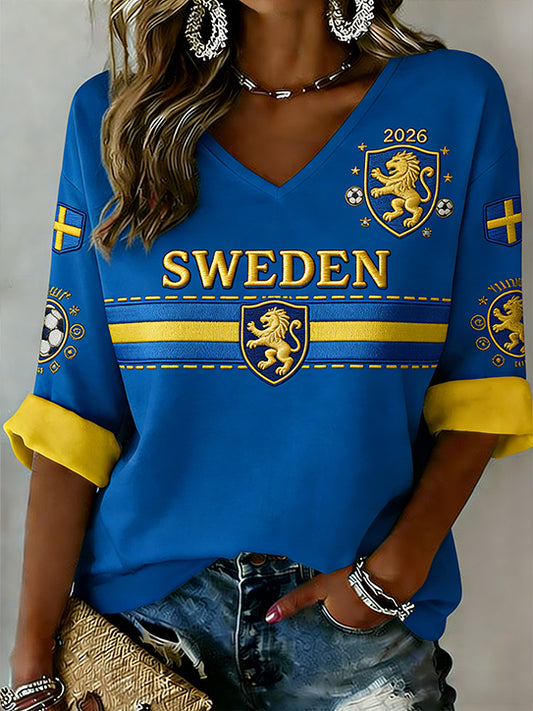 Retro svensk fotballfans kunsttrykk avslappet topp