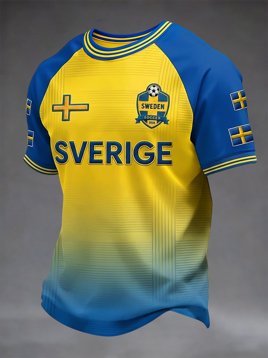 Retro Sverige 2026 Fotbollsminnest-shirt, ledig stil