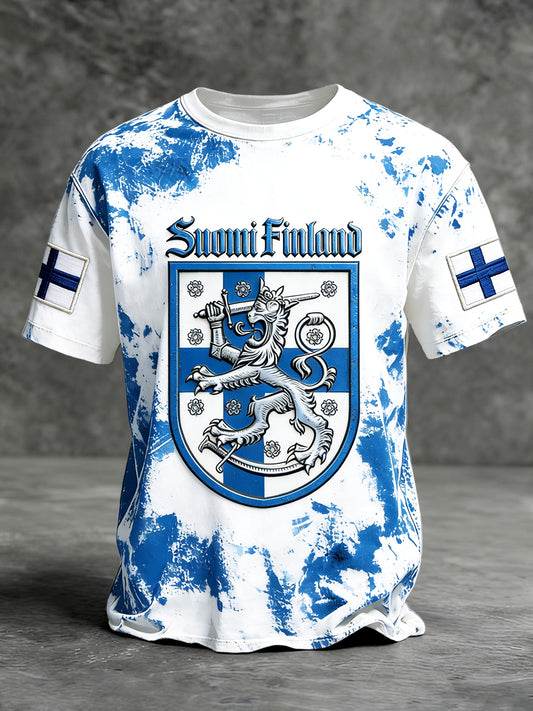 Mäns finska Suomi Vintage Print Casual T-shirt