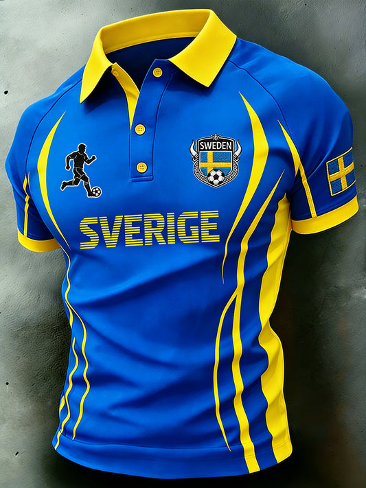 Mäns färgblockade sportig kortärmad Polo tröja med Raglan ärmar