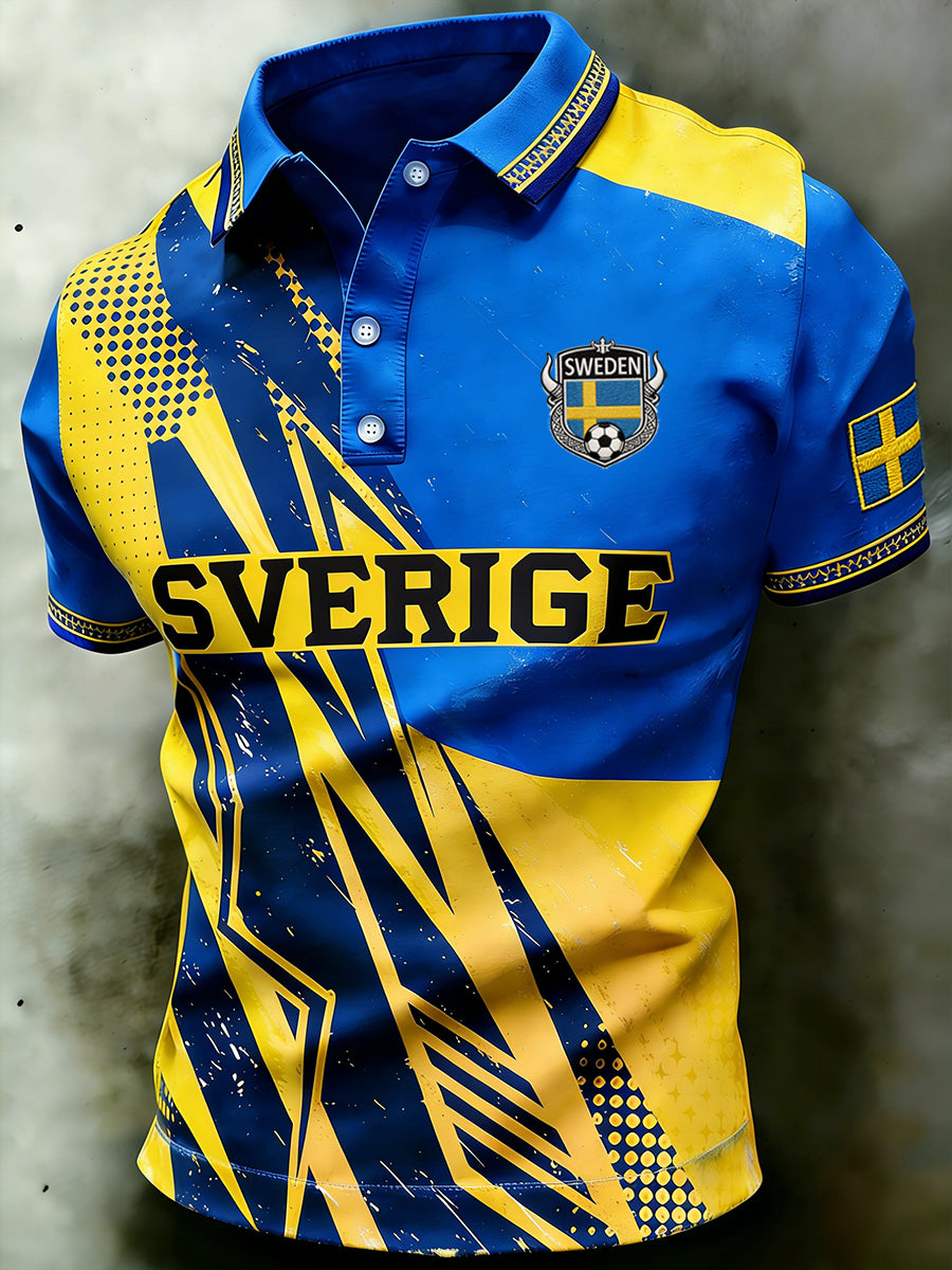 Mäns färgblockade sportig kortärmade Polo tröj