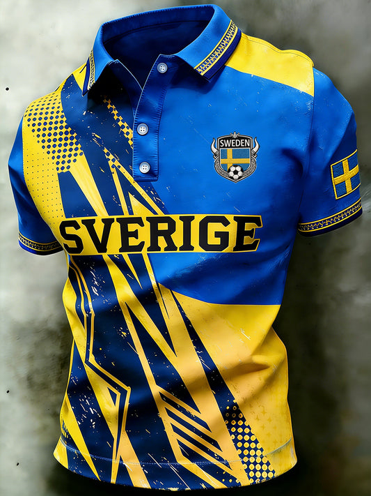 Fargeblokkert sporty kortermet piké for menn