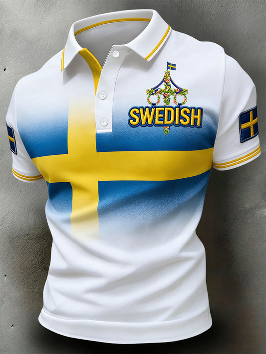 Retro svensk Midtsommer Gradient Avslappet Poloskjorte