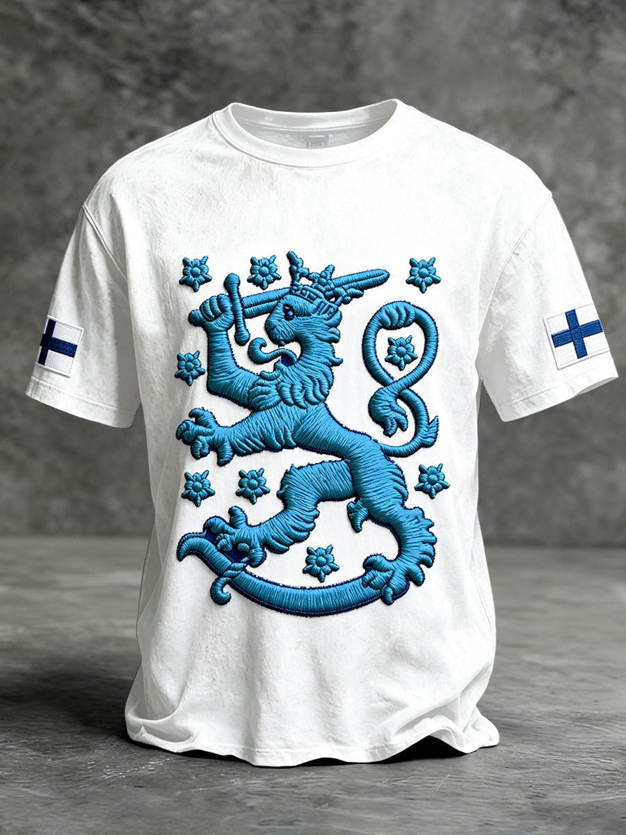 Vit finländska Minimalist Skriv ut Casual T-shirt