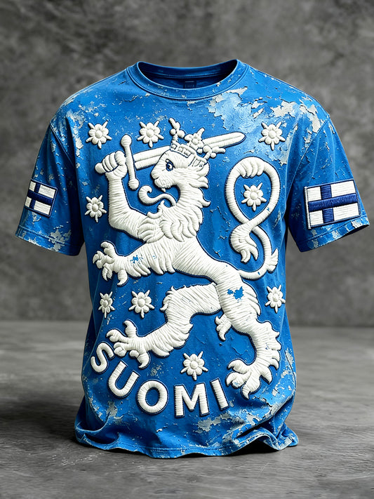 Herre Finsk Vintage Suomi Trykt Casual Mote T-skjorte