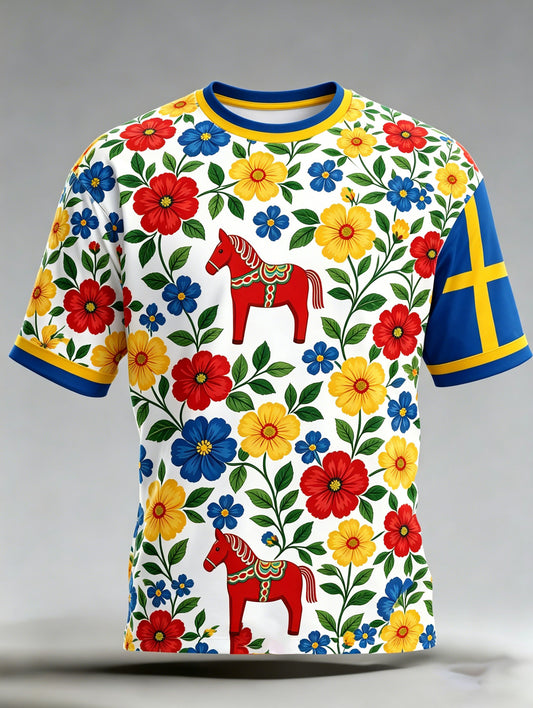 Herregenser med kunsttrykk som hyller den svenske midtsommerfesten