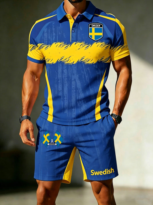 Pologenser til herre med kunsttrykk til minne om den svenske midtsommerfesten
