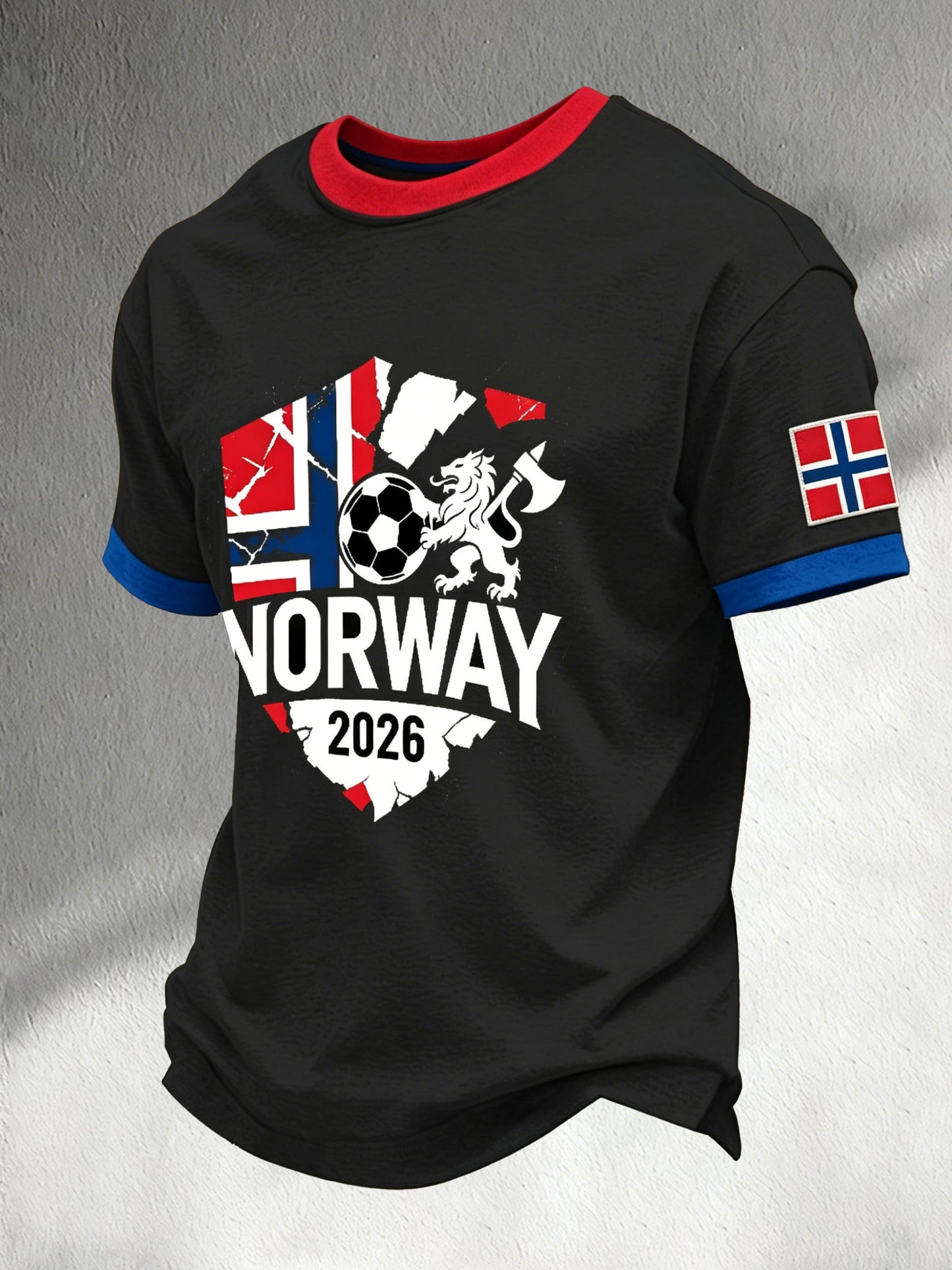 Herrarnas Norge-fotbollsmatch-support konsttryck T-shirt