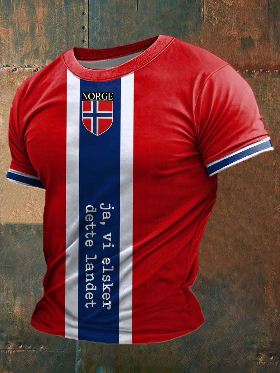 Män Norge Fotboll Lover Tryckt T-shirt