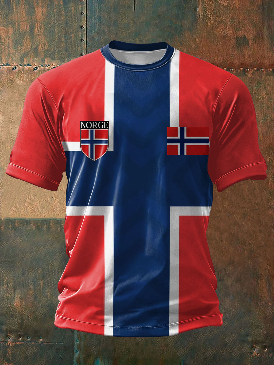 Unisex Norge Fotbollslärd Tryckt T-shirt
