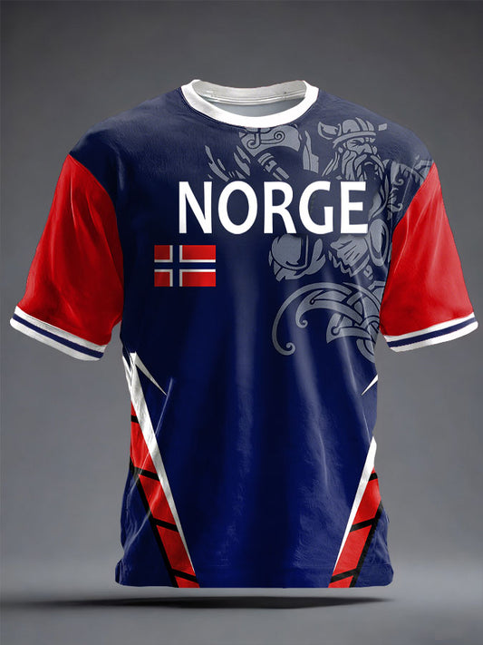 Unisex Norge Fotbollslärd Tryckt T-shirt