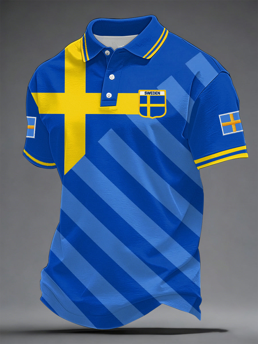 Herrtröja med svensk fotbollsprint och ledig stil