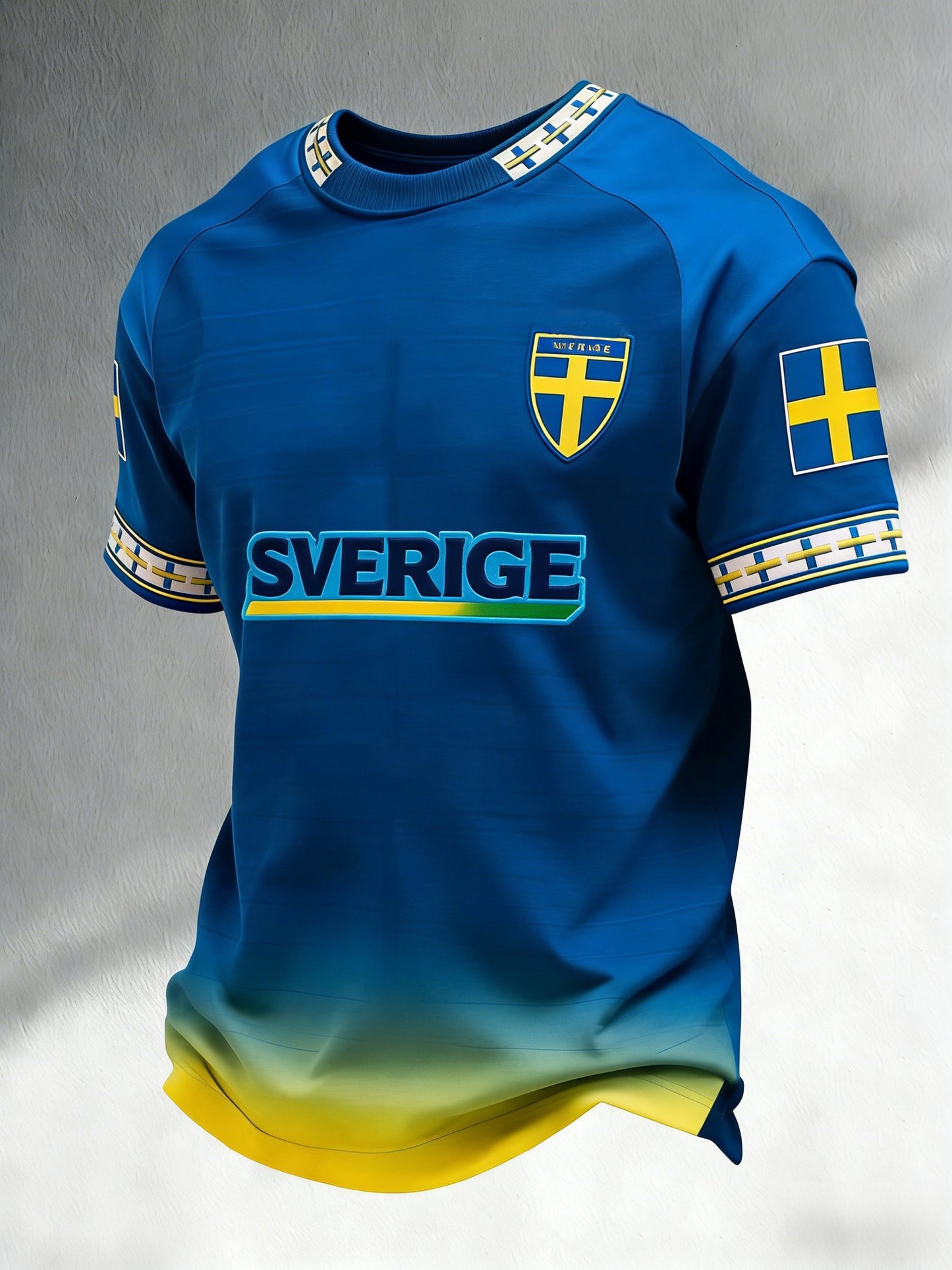 Retro svensk fotbollsflagga märke avslappnad kortärmad t-shirt