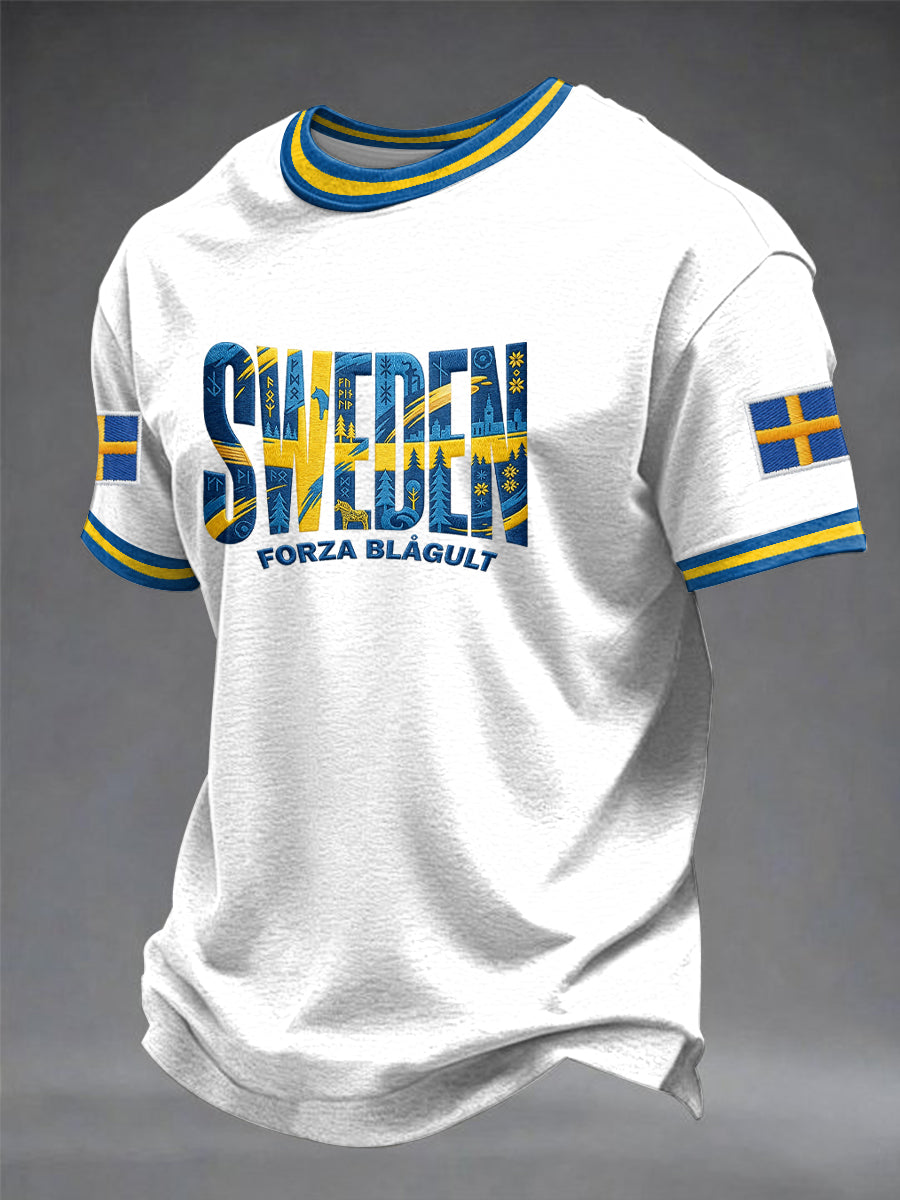 Mäns svensk tryckt T-shirt