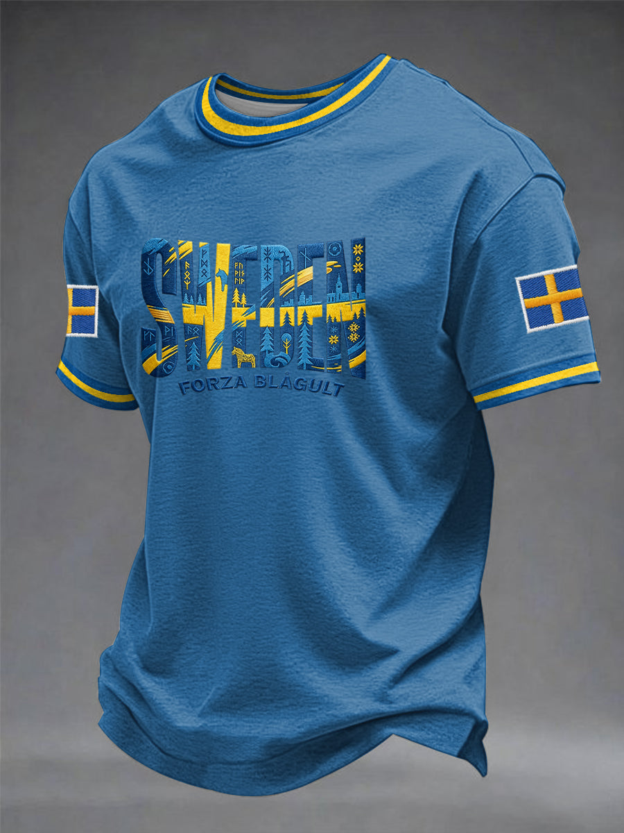 Mäns svensk tryckt T-shirt