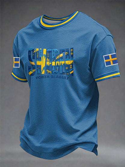 Mäns svensk tryckt T-shirt