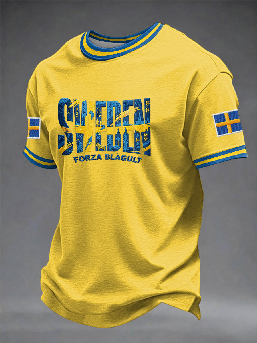 Mäns svensk tryckt T-shirt