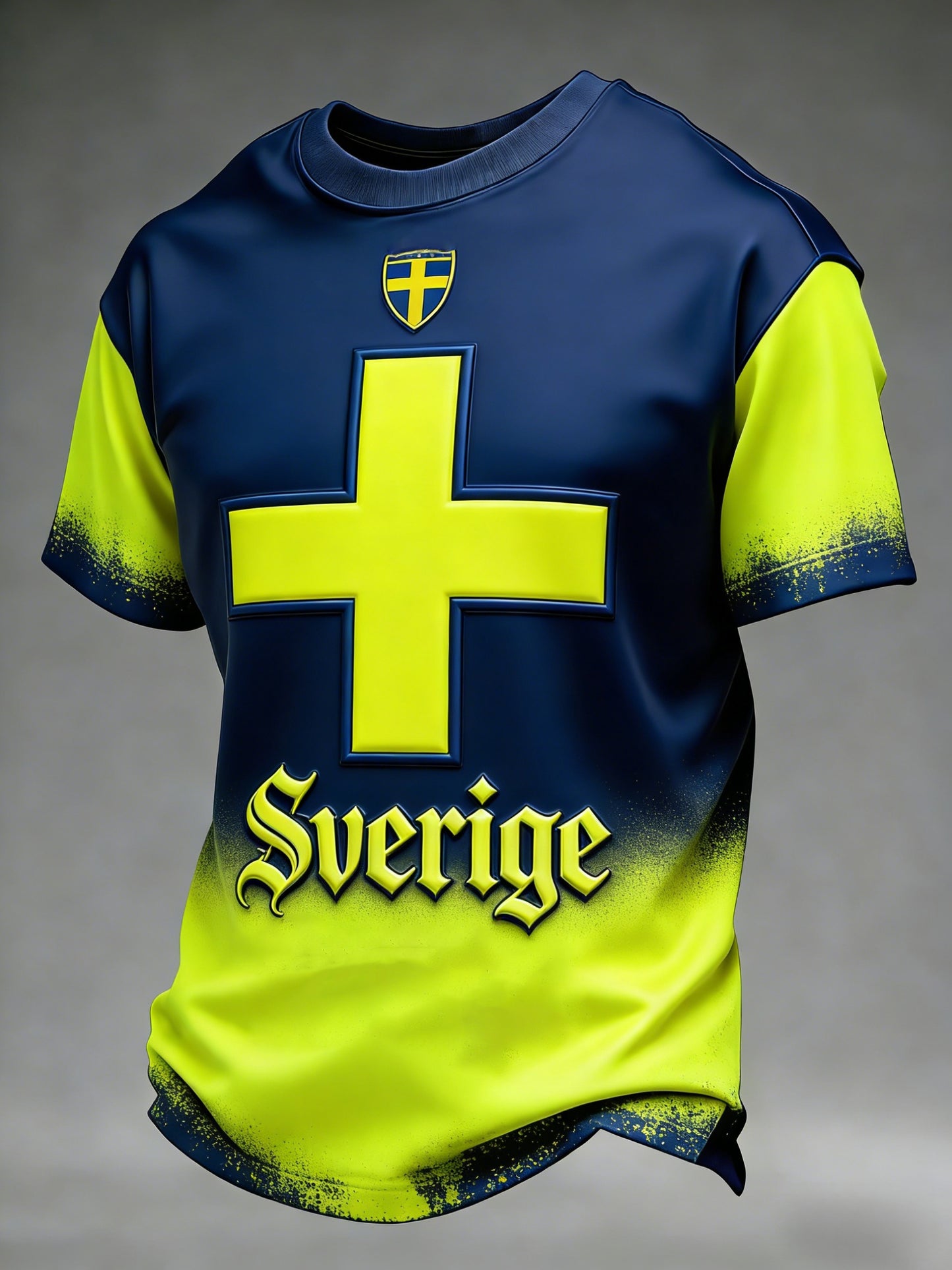 Retro svensk fotbollsflagga märke avslappnad kortärmad t-shirt