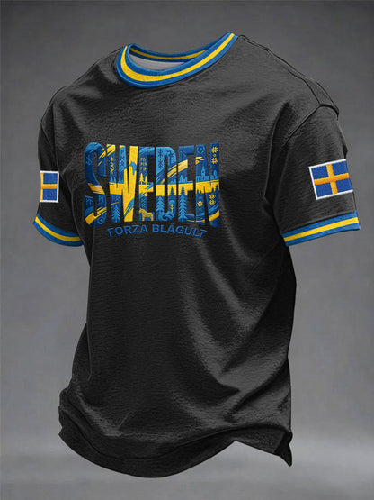 Mäns svensk tryckt T-shirt