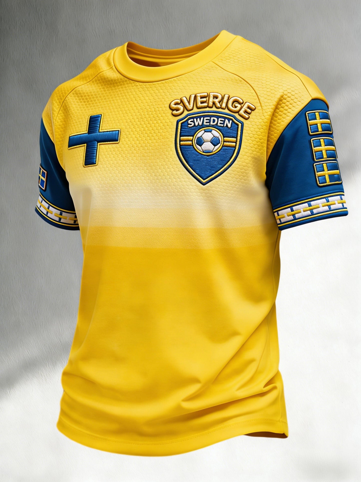 Retro svensk fotbollsflagga märke avslappnad kortärmad t-shirt