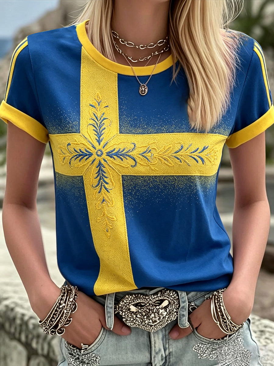 Damsvensk tryckt t-shirt